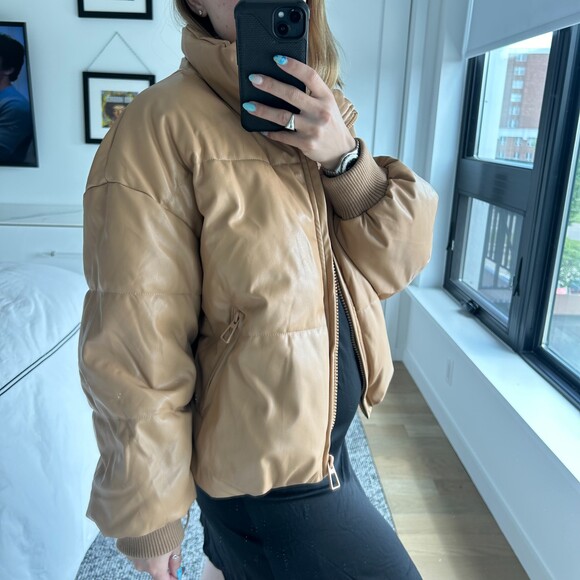 Amazon Long Sleeve Full Zip Puffer Jacket Tan Size XS / Small - Picture 3 of 7